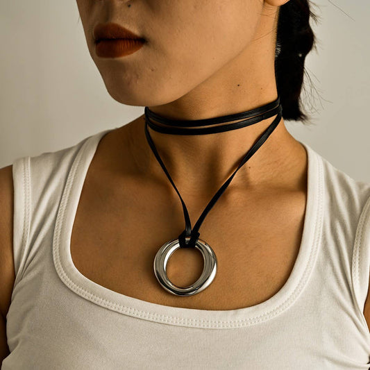 Minimalist 18K Steel Solid Hoop Earrings with Cord