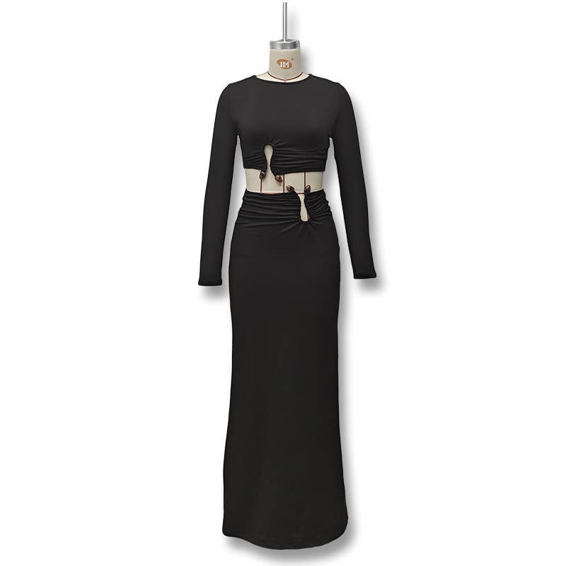 Sexy navel, figure-hugging and arm-wrapping set