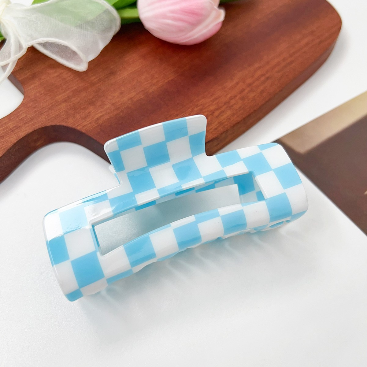 Checkerboard Hair Claw ??Candy Color Acetate Look_CWAHA0395