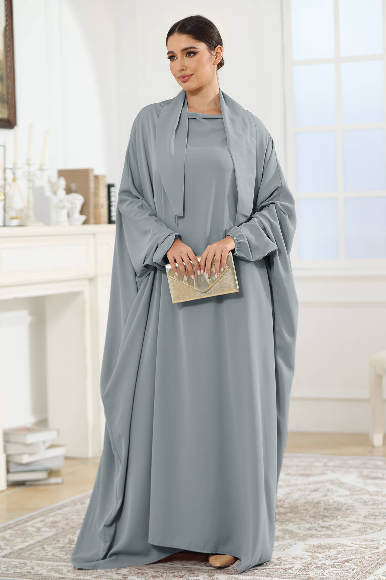 SATIN LACE ARABIC STYLE LOOSE DRESS