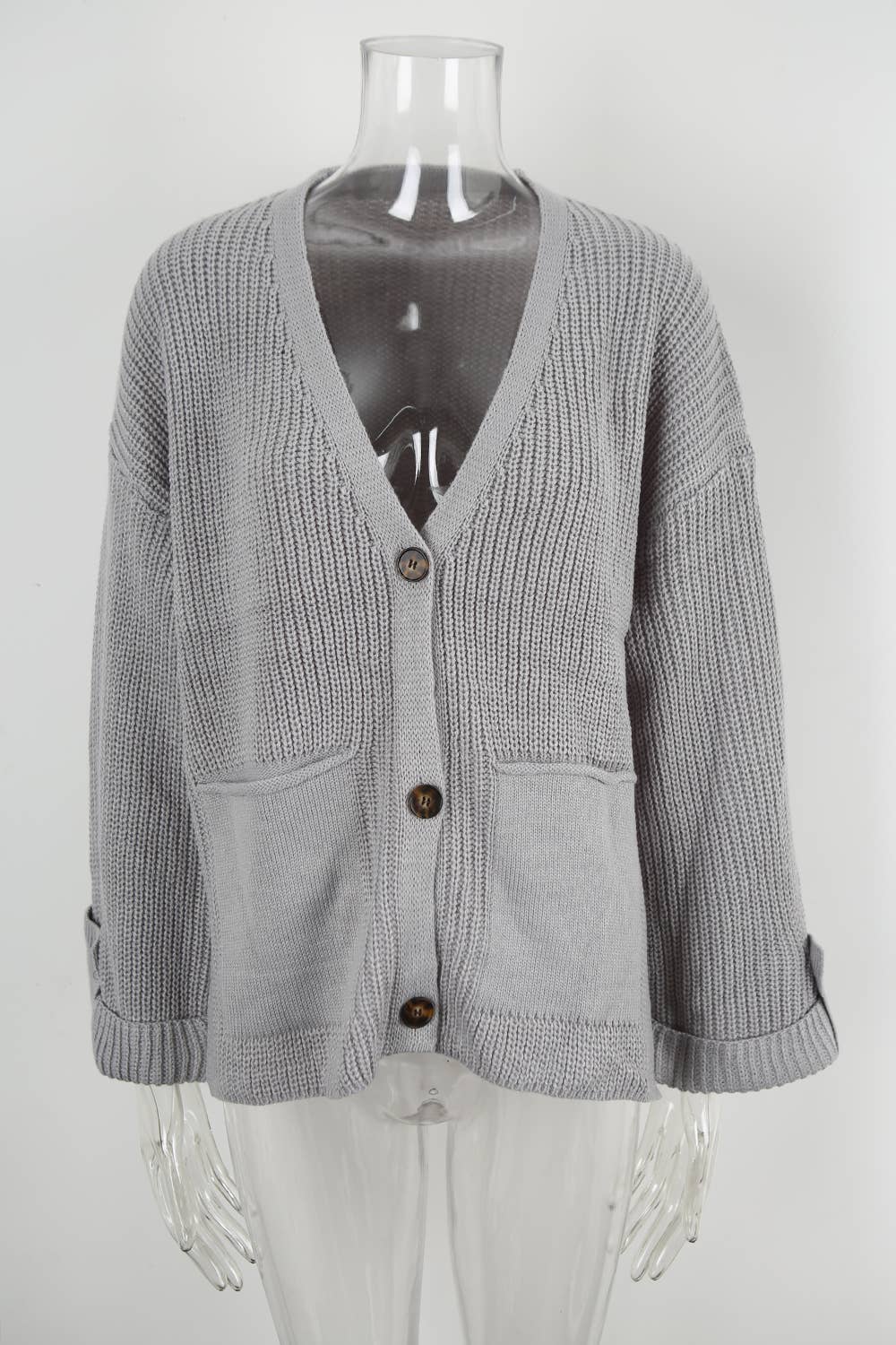 Fashion loose V-neck single-breasted cardigan