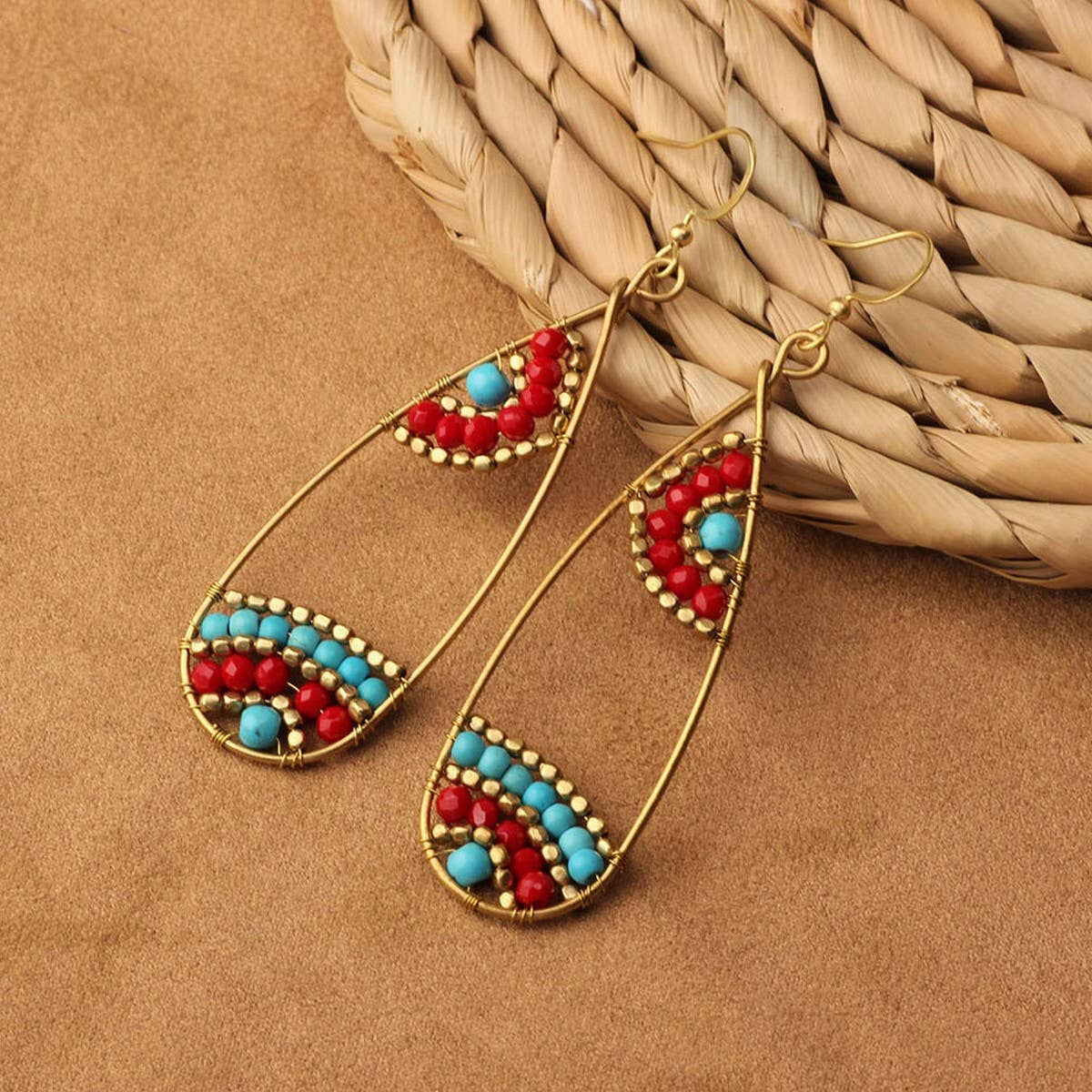 HIGH-GRADE NATURAL STONE WOVEN COLORFUL EARRINGS