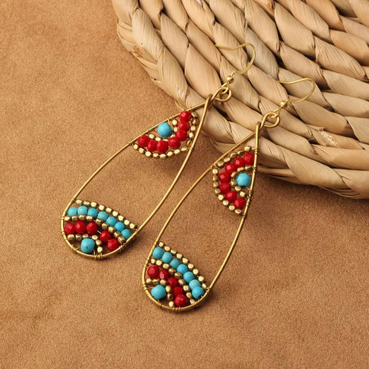 HIGH-GRADE NATURAL STONE WOVEN COLORFUL EARRINGS