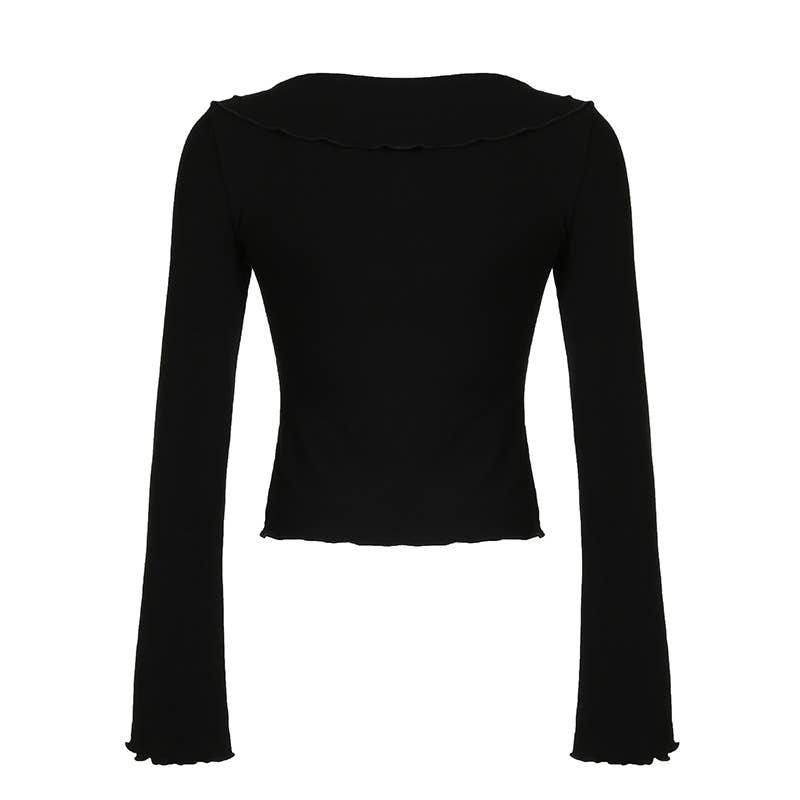 THREE-DIMENSIONAL ROSE FLARED SLEEVE T-SHIRT