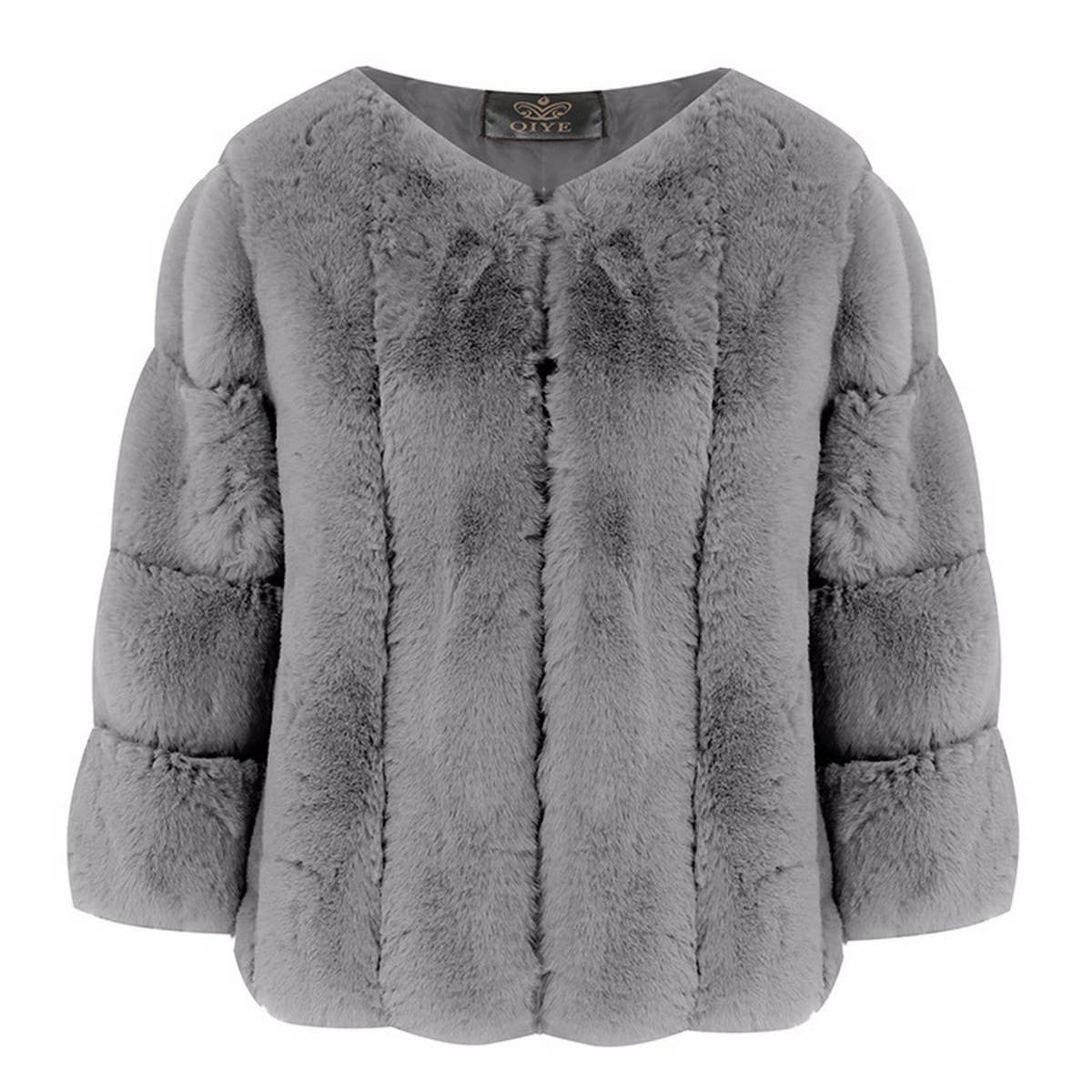 Trendy Women's Faux Fur Round Neck Short Coat