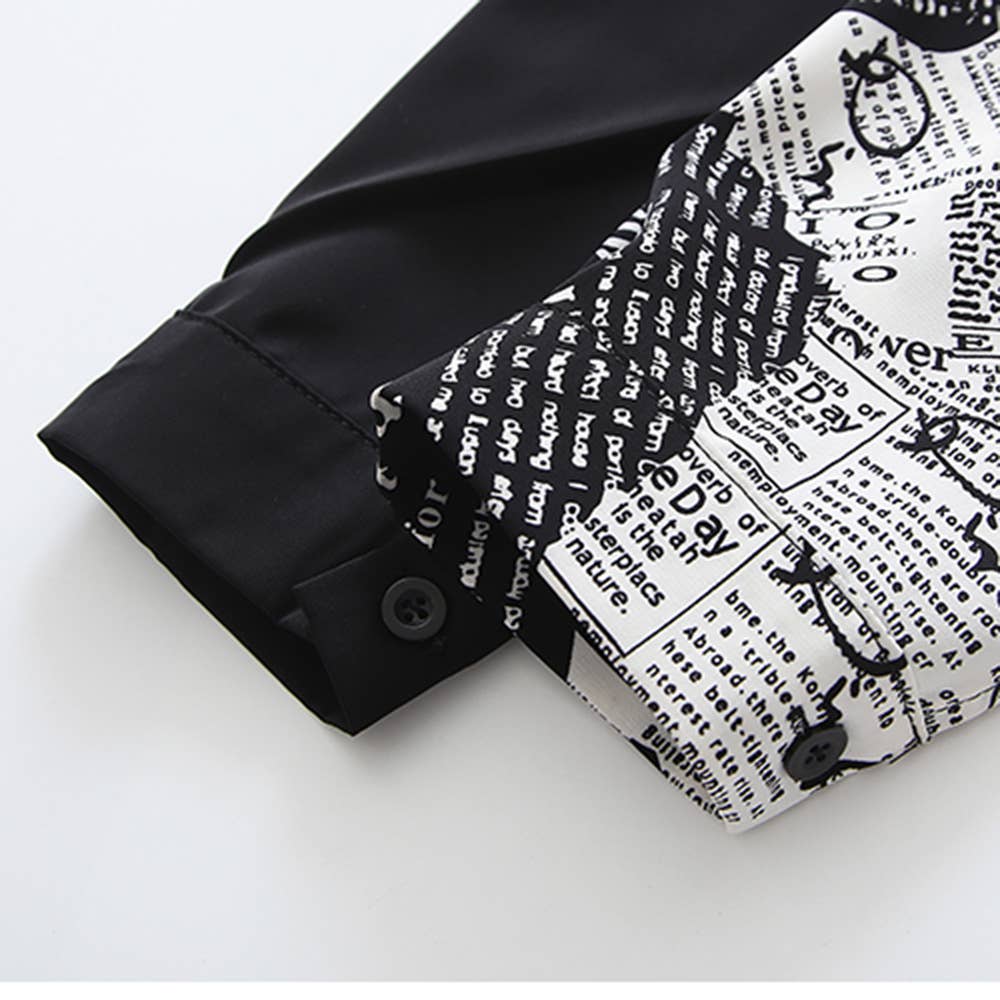 Vintage patchwork top chiffon long-sleeved shirt