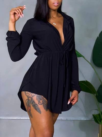 Sun protection solid tie-up cardigan & shorts set