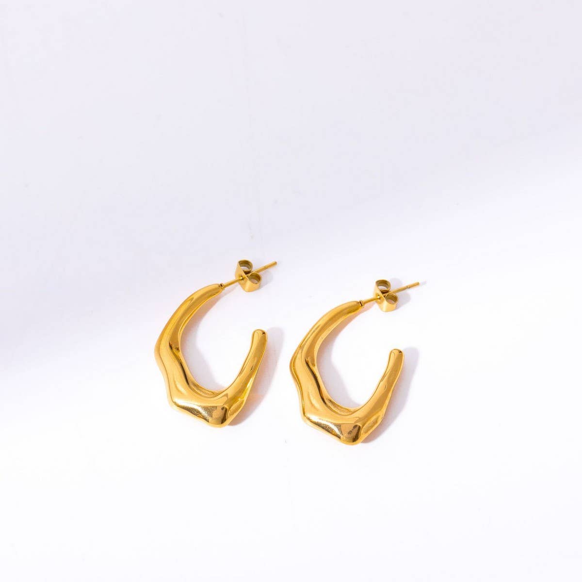 Simple personality cool style bamboo hoop earrings_CWMM5722