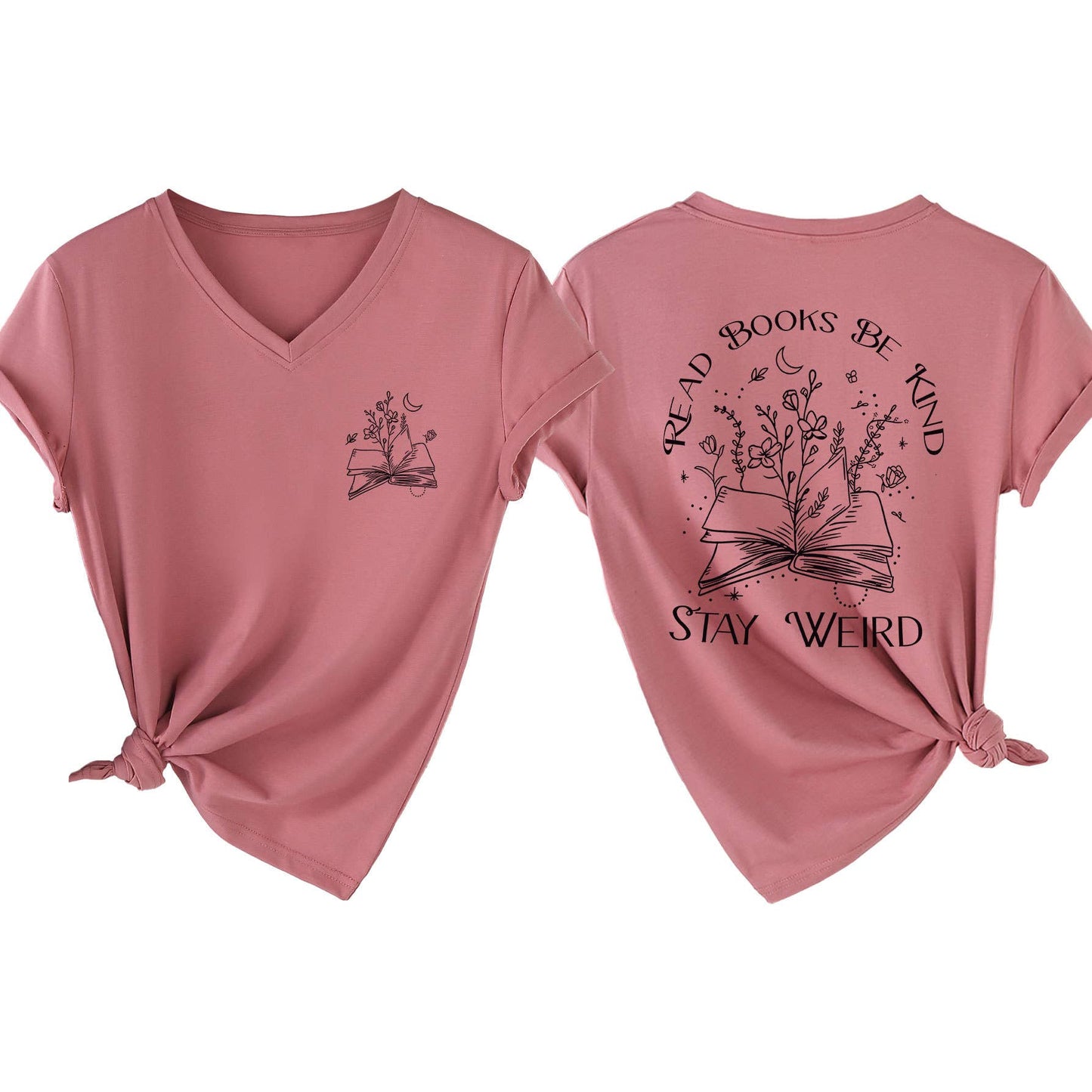 V-neck short-sleeved double-sided printed Top