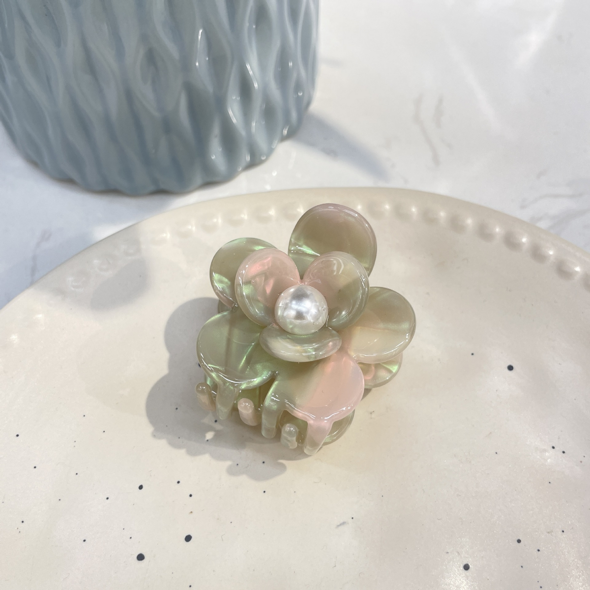 loral Pearl Hair Claw, Rhinestone Elegant Clip