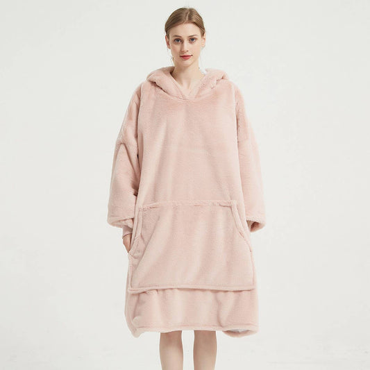 Plus Size Wearable Hoodie Blanket with Bunny Fur_CWAHA6518