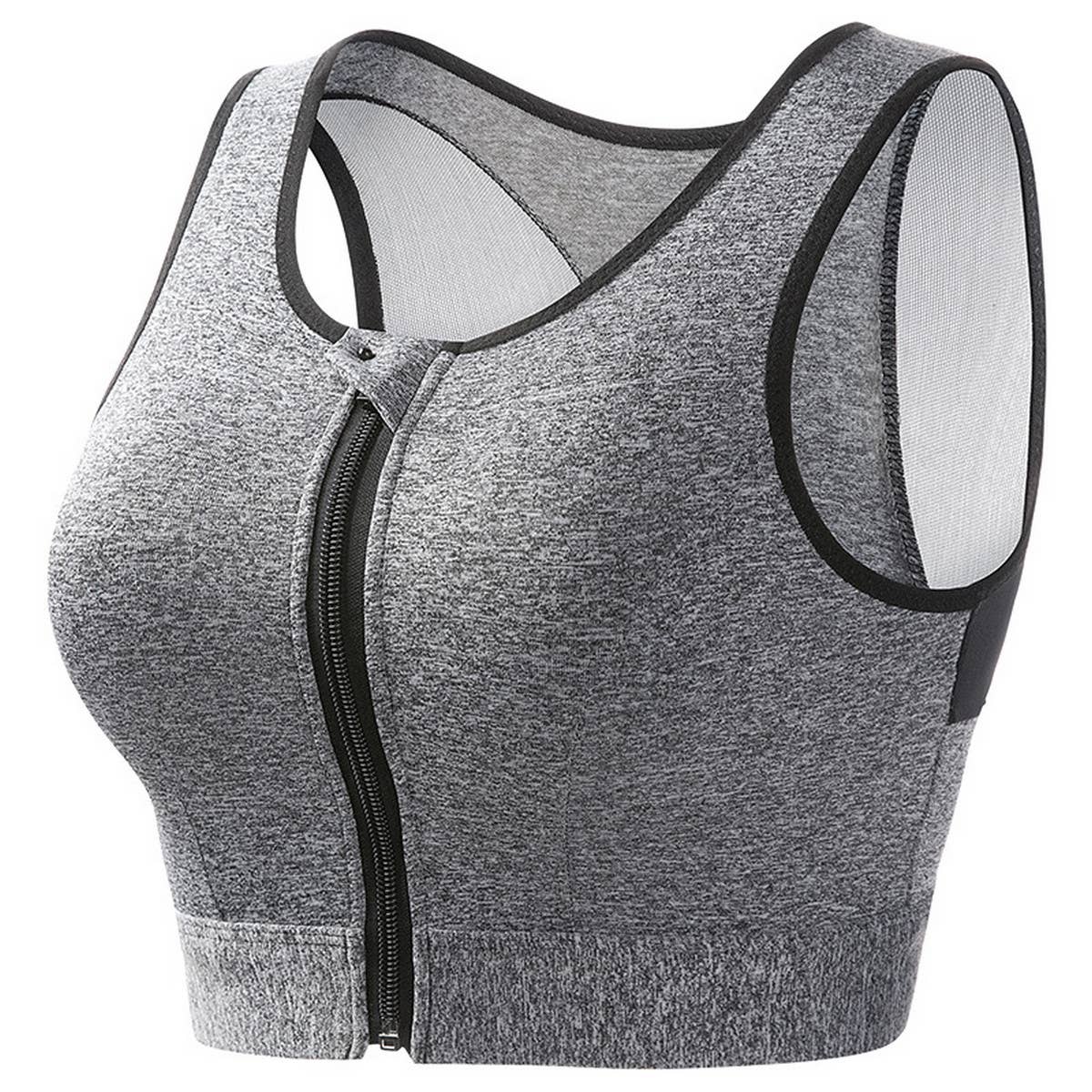 WOMEN RUNNING ZIPPER PUSH-UP YOGA BRA