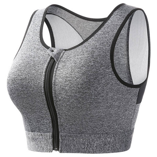 WOMEN RUNNING ZIPPER PUSH-UP YOGA BRA