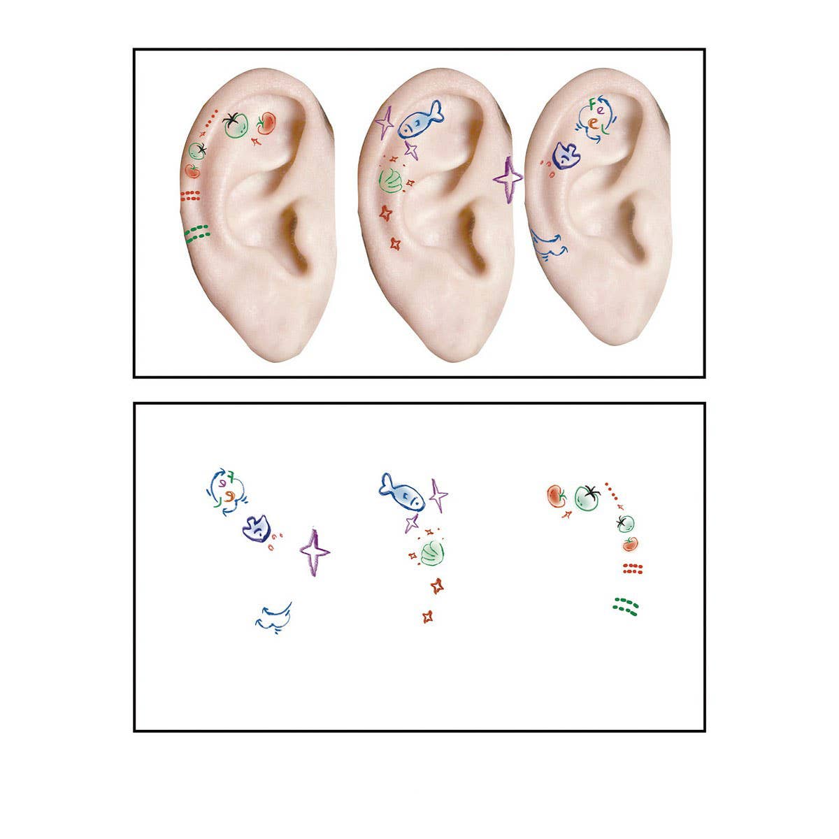 Cute Cartoon Ear Tattoos ? Waterproof Sticker Set