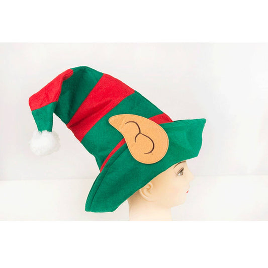CWAH1818_Christmas Elf Clown Red And Green Striped Santa Hat