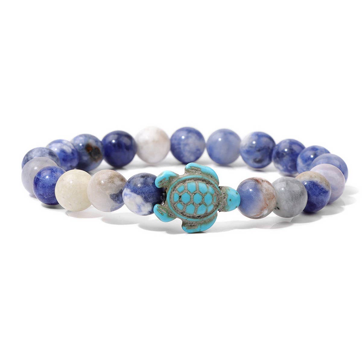 CWAJE3879_BEACH TURQUOISE TURTLE BEADED SIMPLE BRACELET