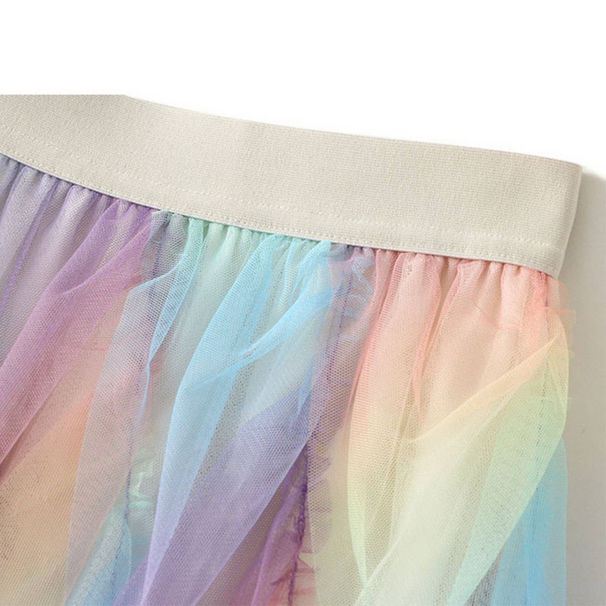 Ombre Green Ruffle Tulle Tiered Flare Skirt_CWBMS0404