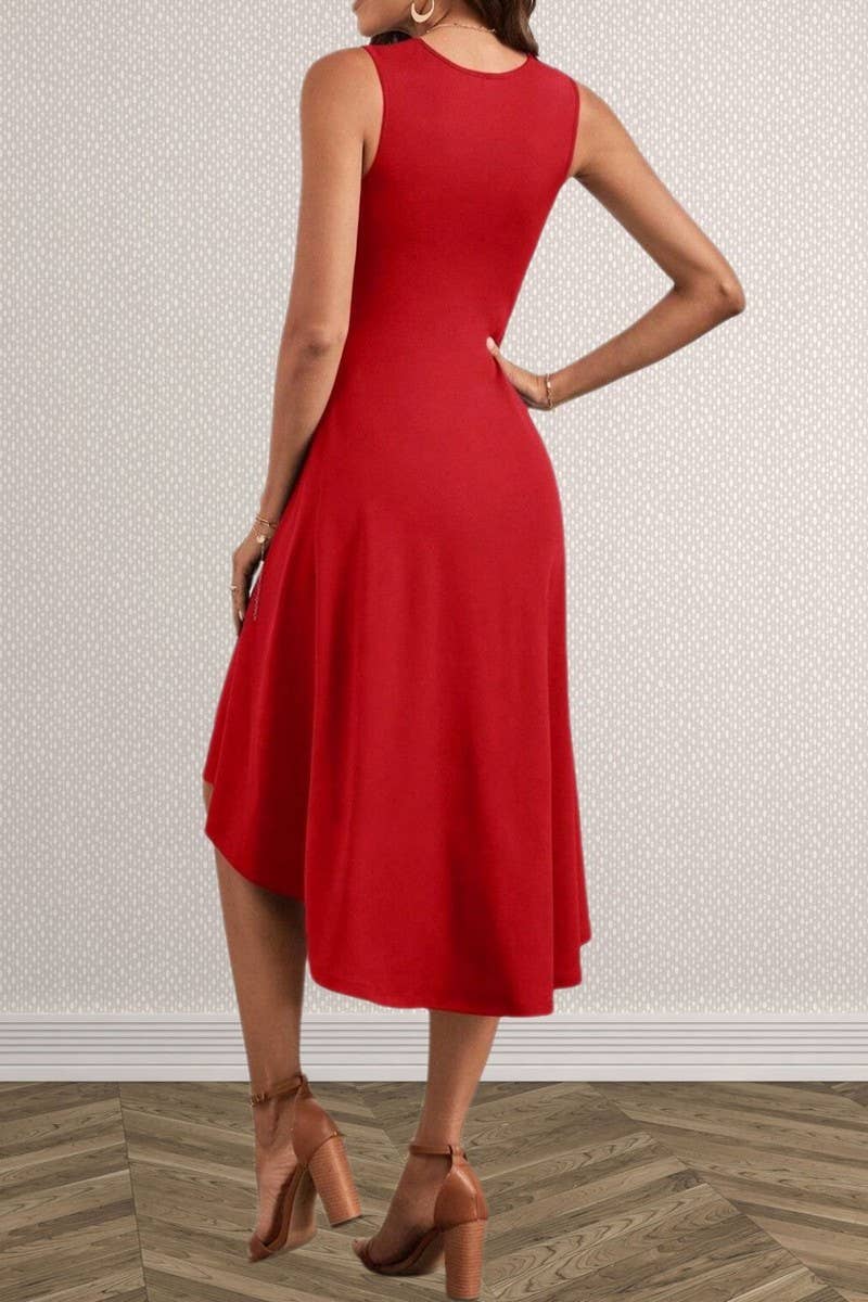 CWDSD8775_SOLID LONG SLEEVE SLIM FIT SLIT DRESS