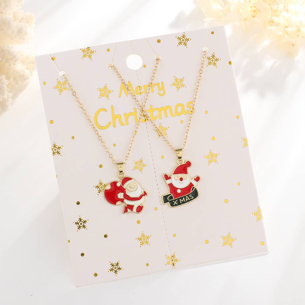 CHRISTMAS SNOWMAN CHRISTMAS TREE NECKLACE SET