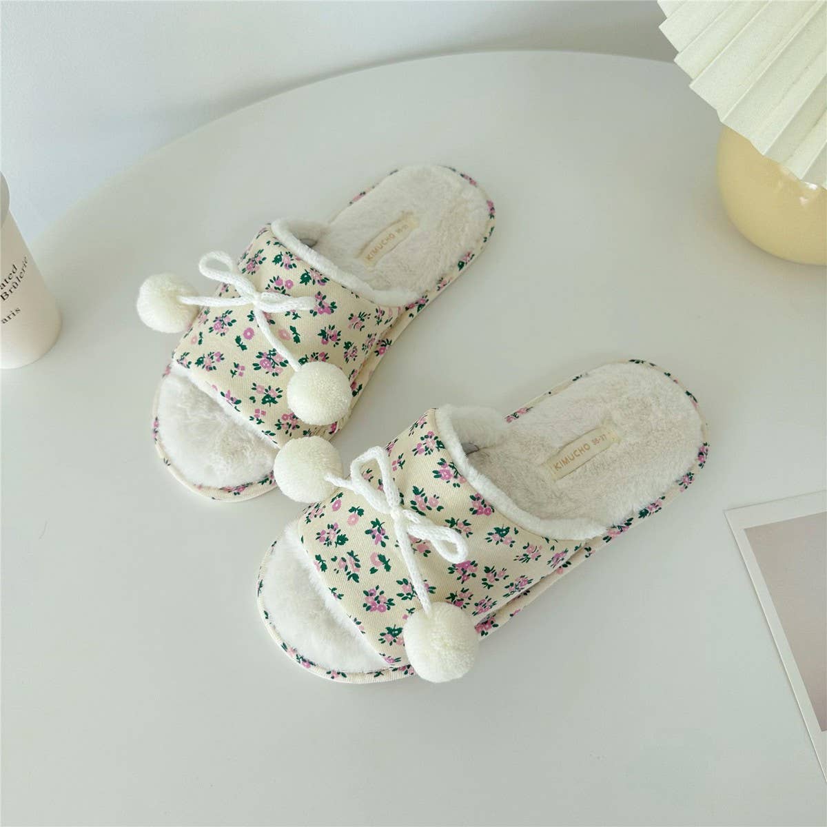 WINTER PLUSH OPEN TOE HOUSE SLIPPERS HOUSE SHOES