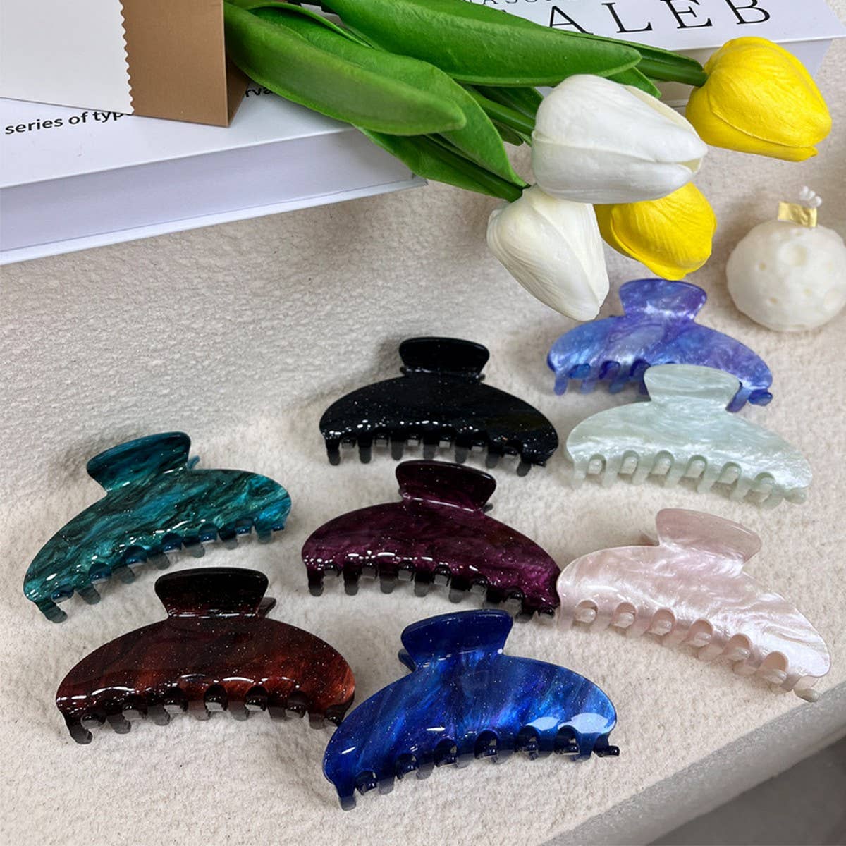 French quicksand acrylic hairpin retro shark clip