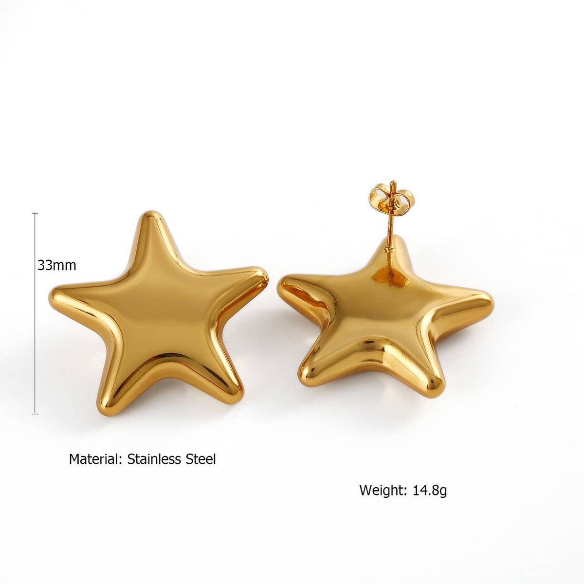 Minimalist Star & Heart Stainless Steel Earrings