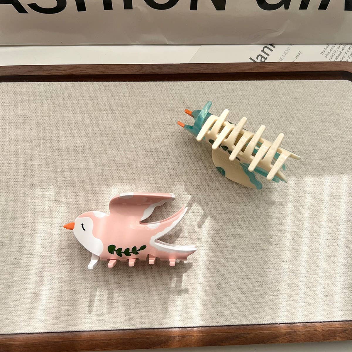 Swallow Acetate Hair Claw, Bird-Inspired Back Clip