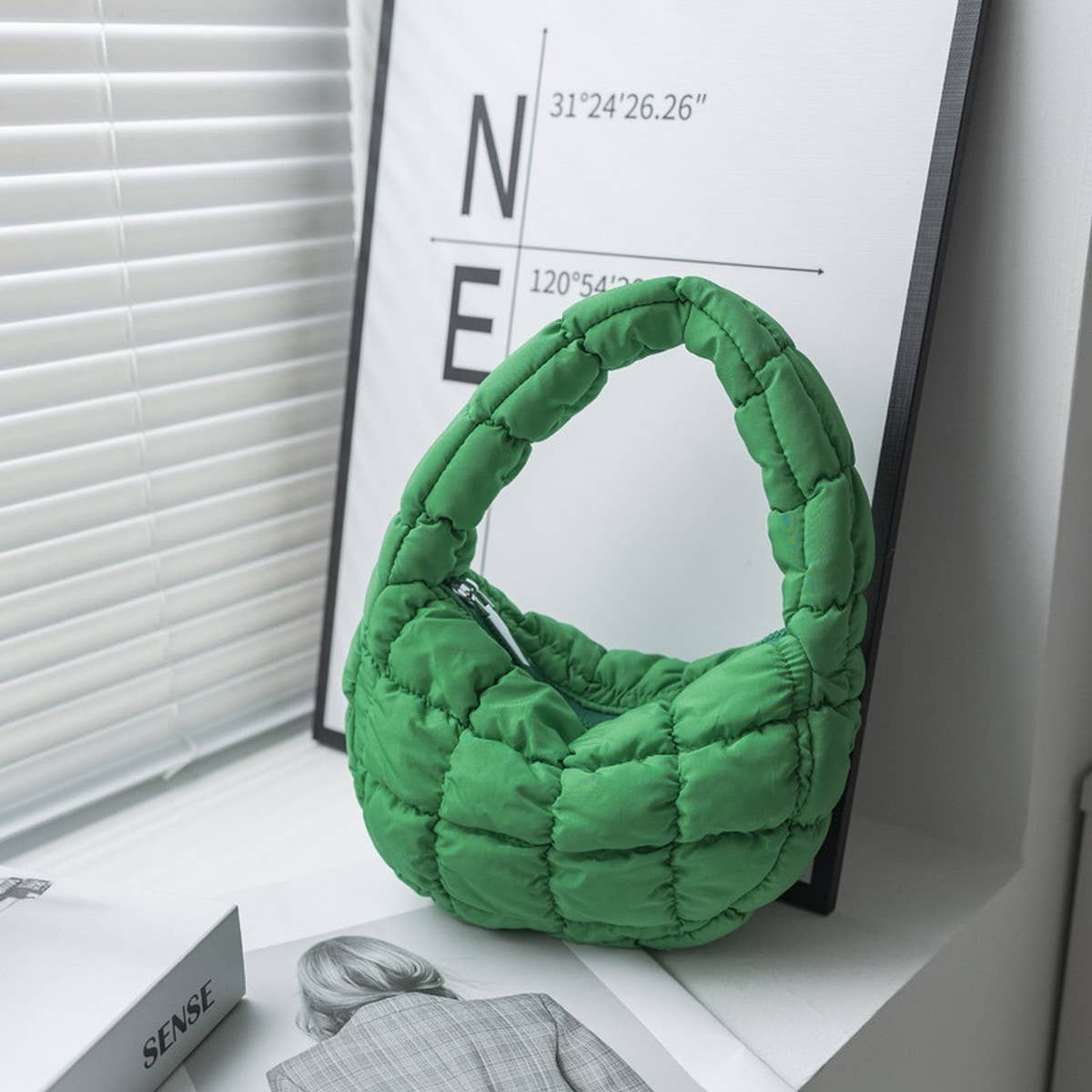 Stylish Plaid Puffy Cloud Handbag  Mini Tote_CUAB00506