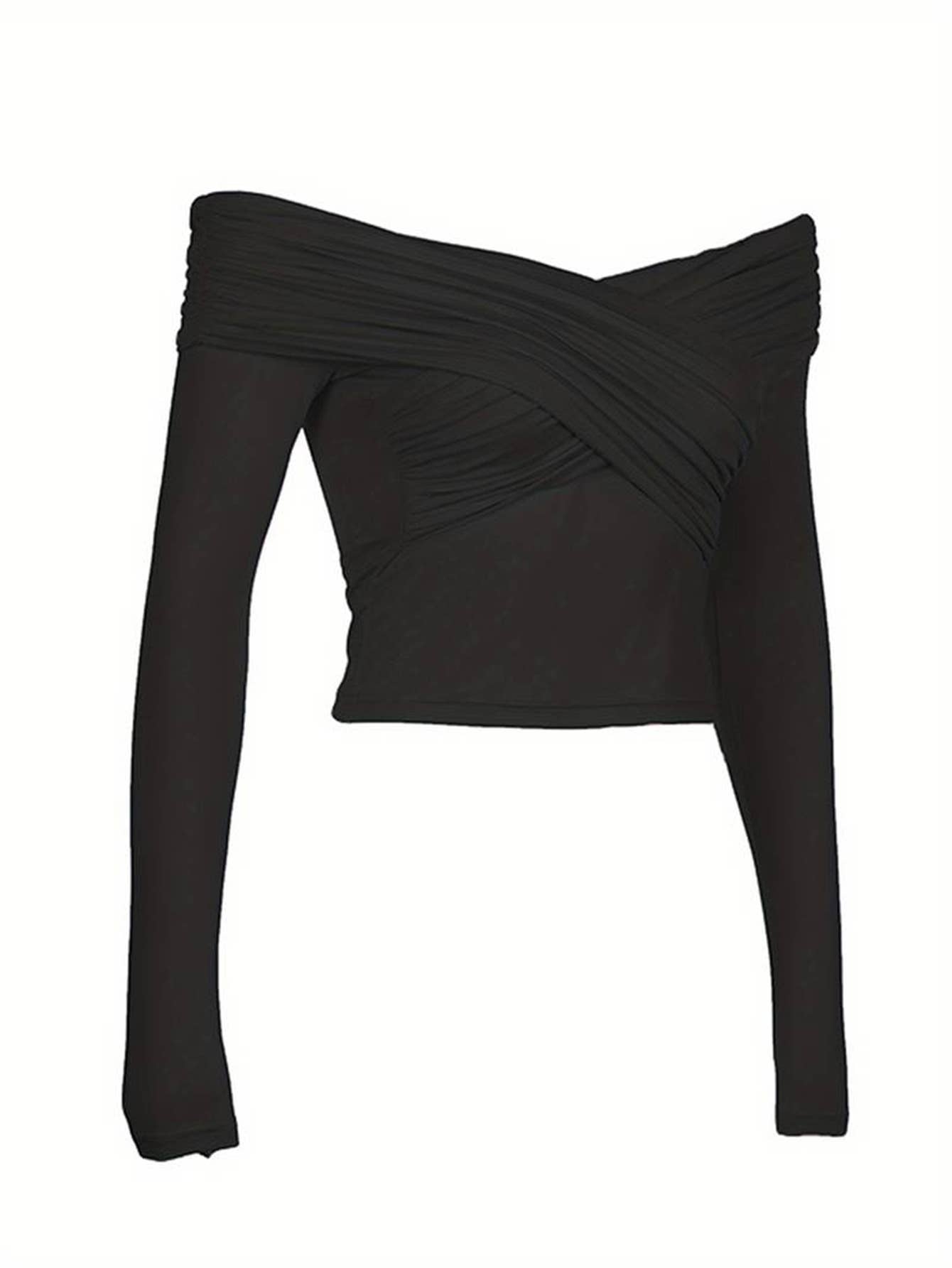 LINE NECK OFF-THE-SHOULDER STYLE SHORT TOP