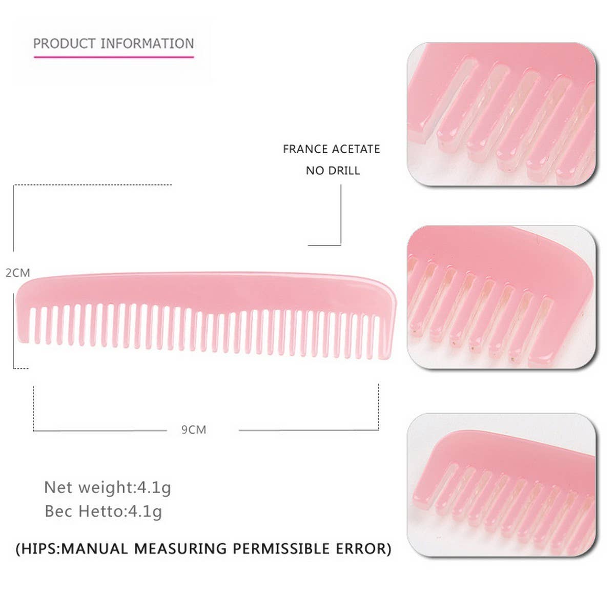 MARBLE TEXTURE ACETATE HAIR COMB STRAIGHT COMB