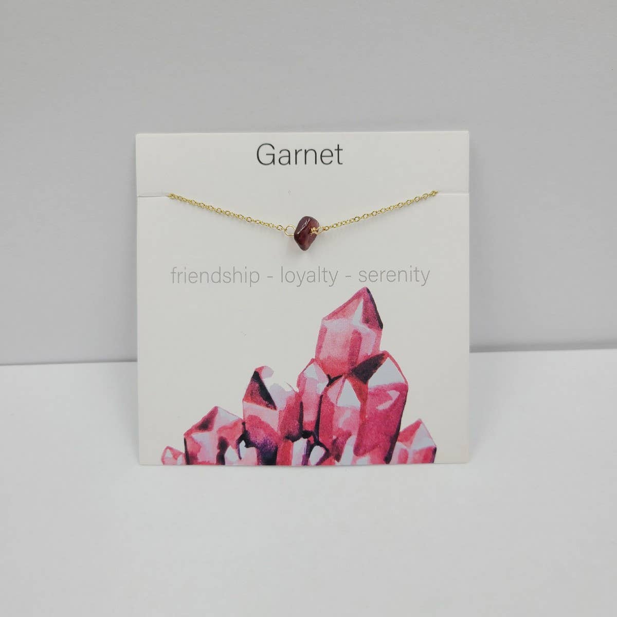 NATURAL CRYSTAL GRAVEL PENDANT NECKLACE WITH CARD