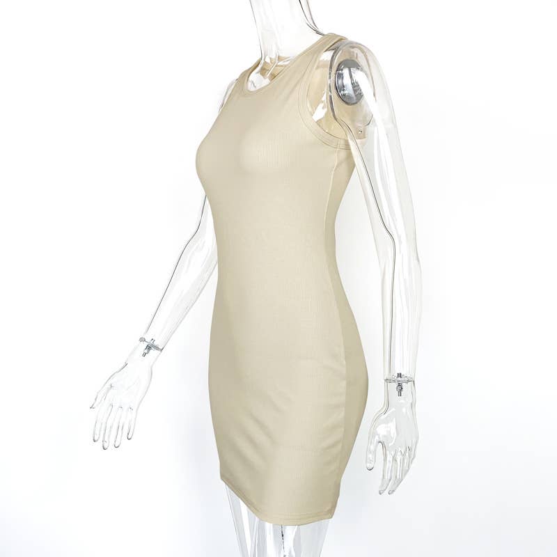 Thread simple slim-fit vest cover buttock dress