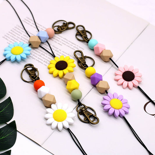 SIMPLE SILICONE BEAD FLOWER LANYARD KEYCHAIN_CWMM1578
