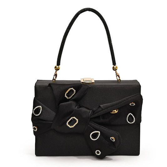 Rhinestone bow crossbody single-shoulder bag