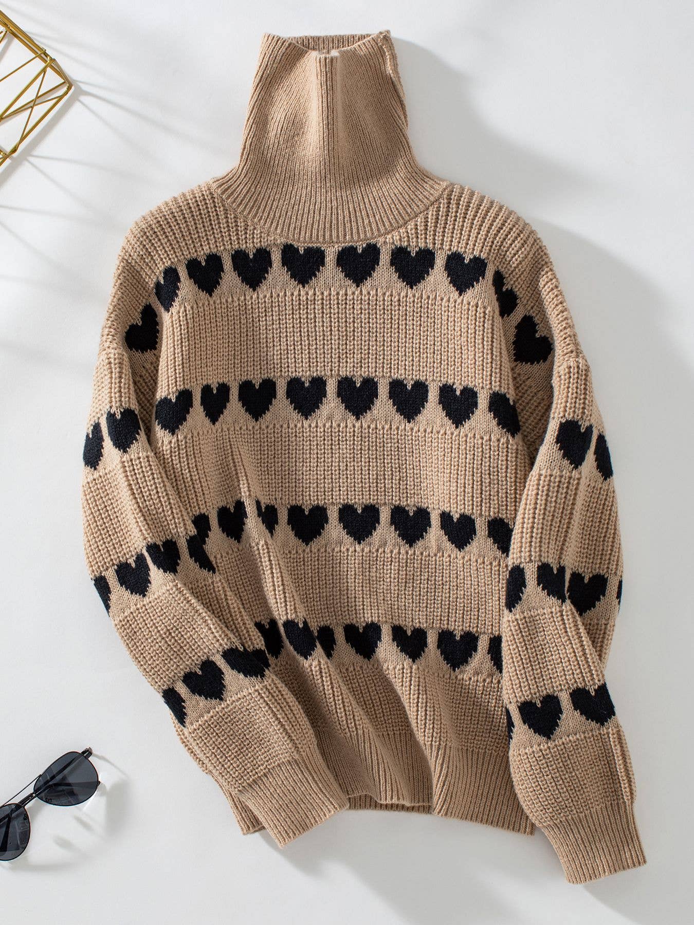 Lapel love pullover fashion long-sleeved sweater
