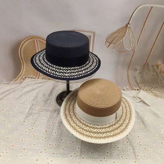 Summer retro flat top straw hat for women_CWAH3510