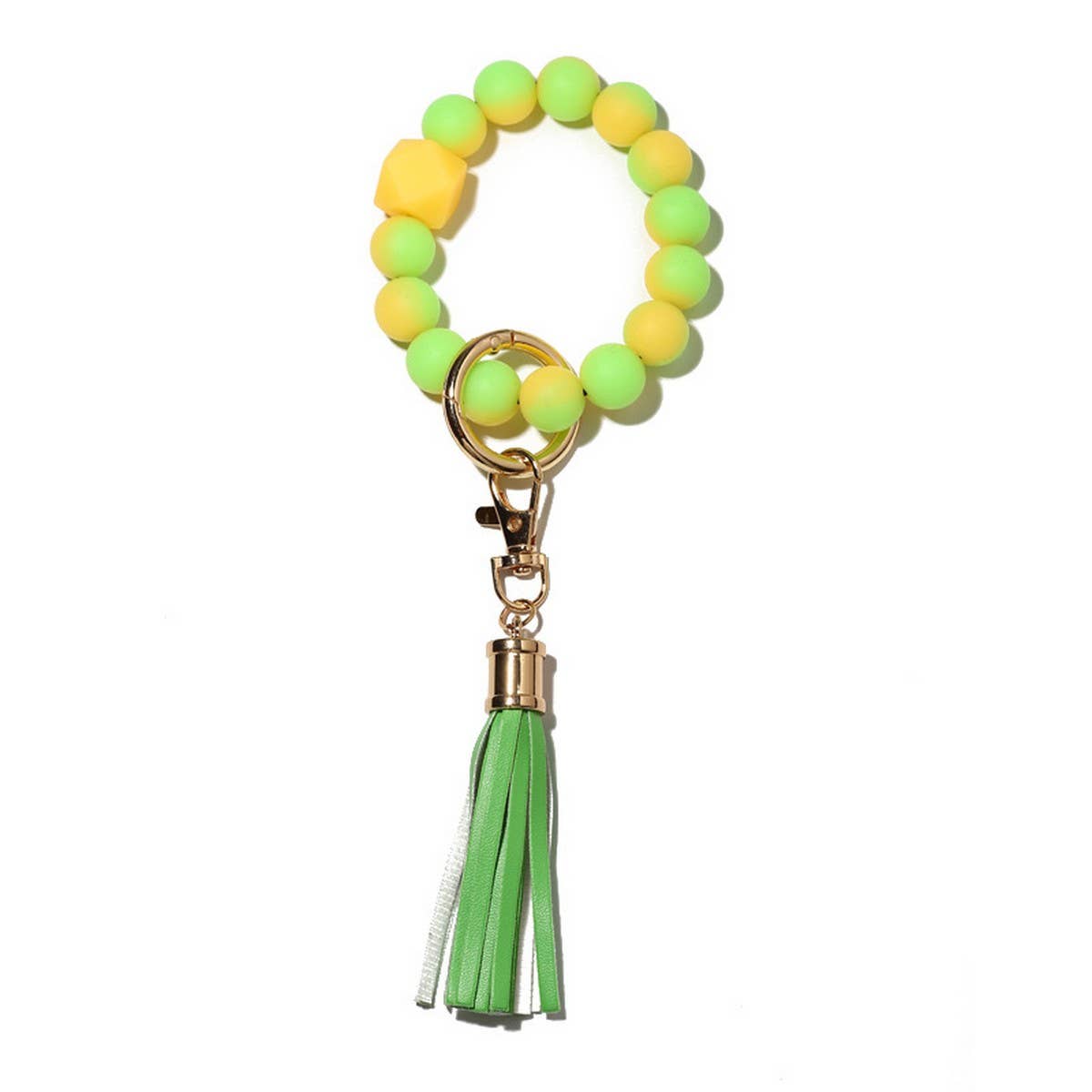 Glow in the Dark Silicone Bead Bracelet Keychain_CWAB5014