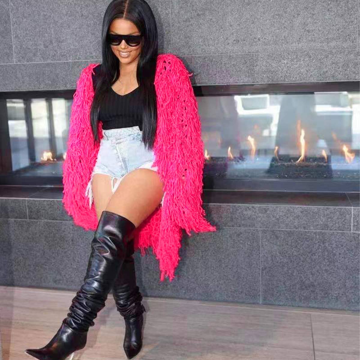 WOMEN FASHION HOLLOWED OUT TASSEL CARDIGAN