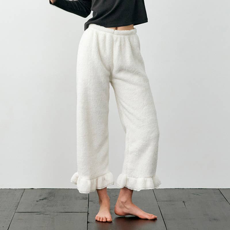 ELASTICATED PAJAMA PANTS WITH FLOUNDERED FEET