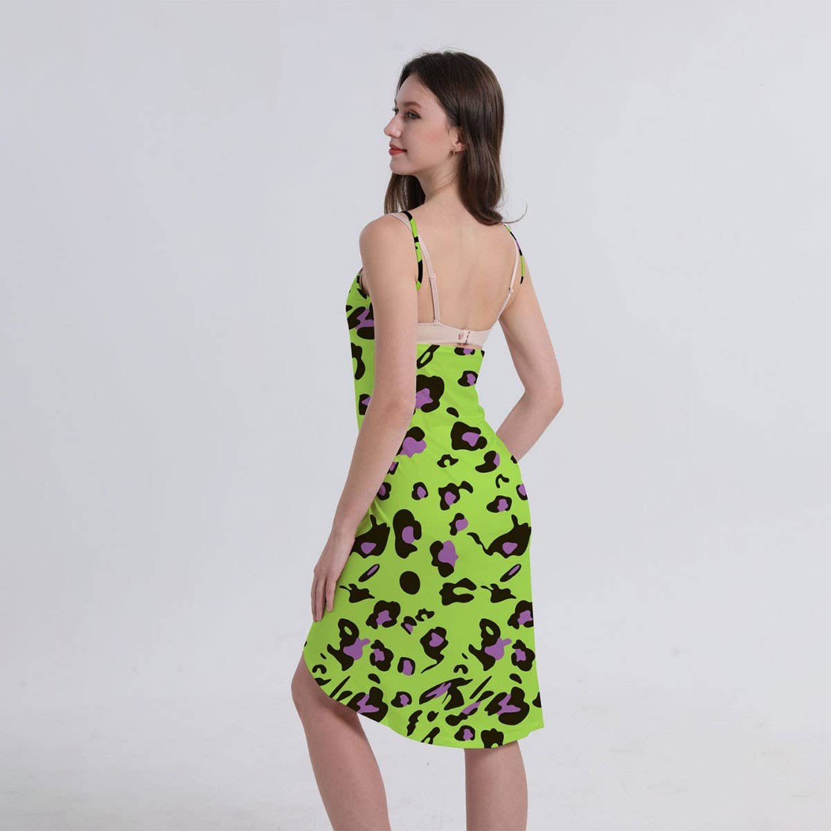 Multi-Color Print Sling Dress,Island Vacation Wear