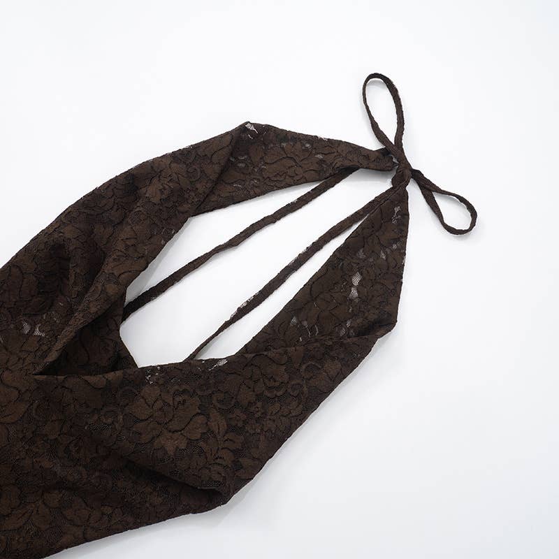 Lace Halter Backless Mini Dress