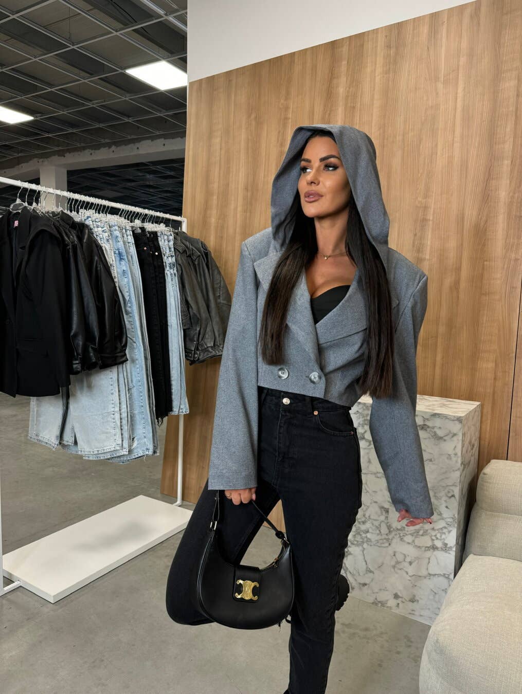 FASHION LOOSE CASUAL SHORT HOODED SUIT JACKET