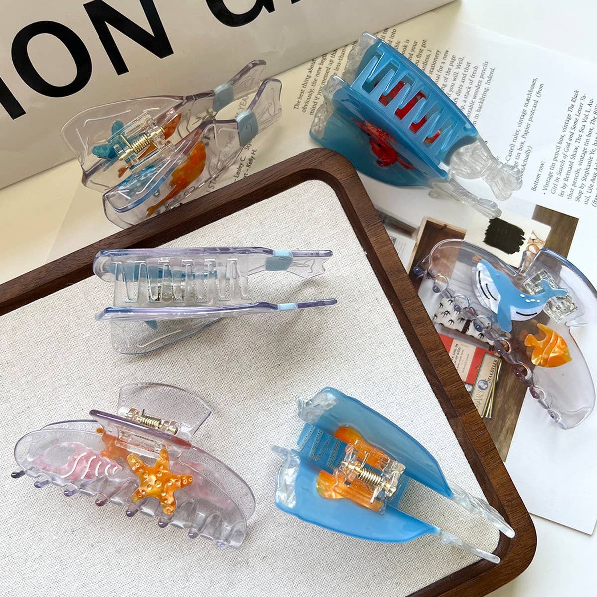 Minimal Clear Bag Starfish Claw Clip ? Ocean Vibes