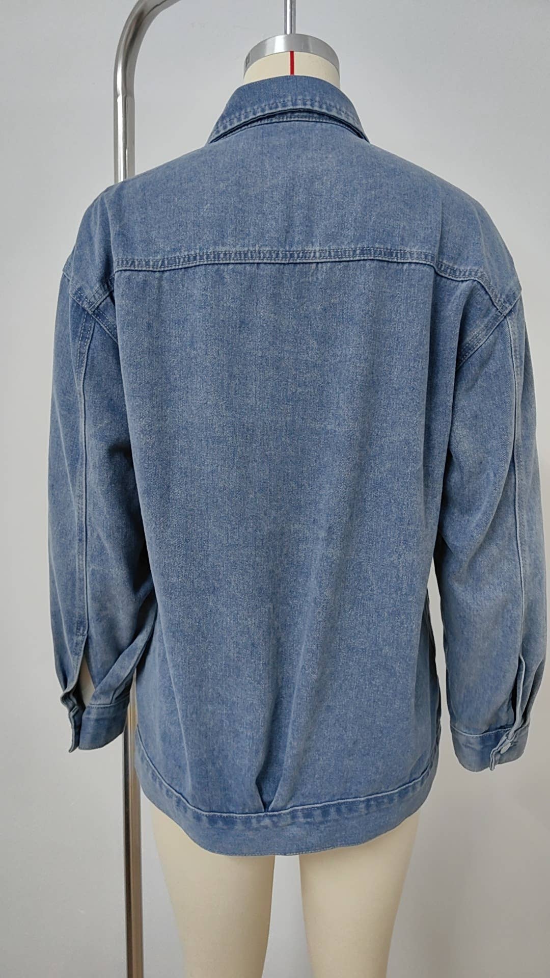 WASHED LOOSE DENIM JACKET MID-LENGTH TOP