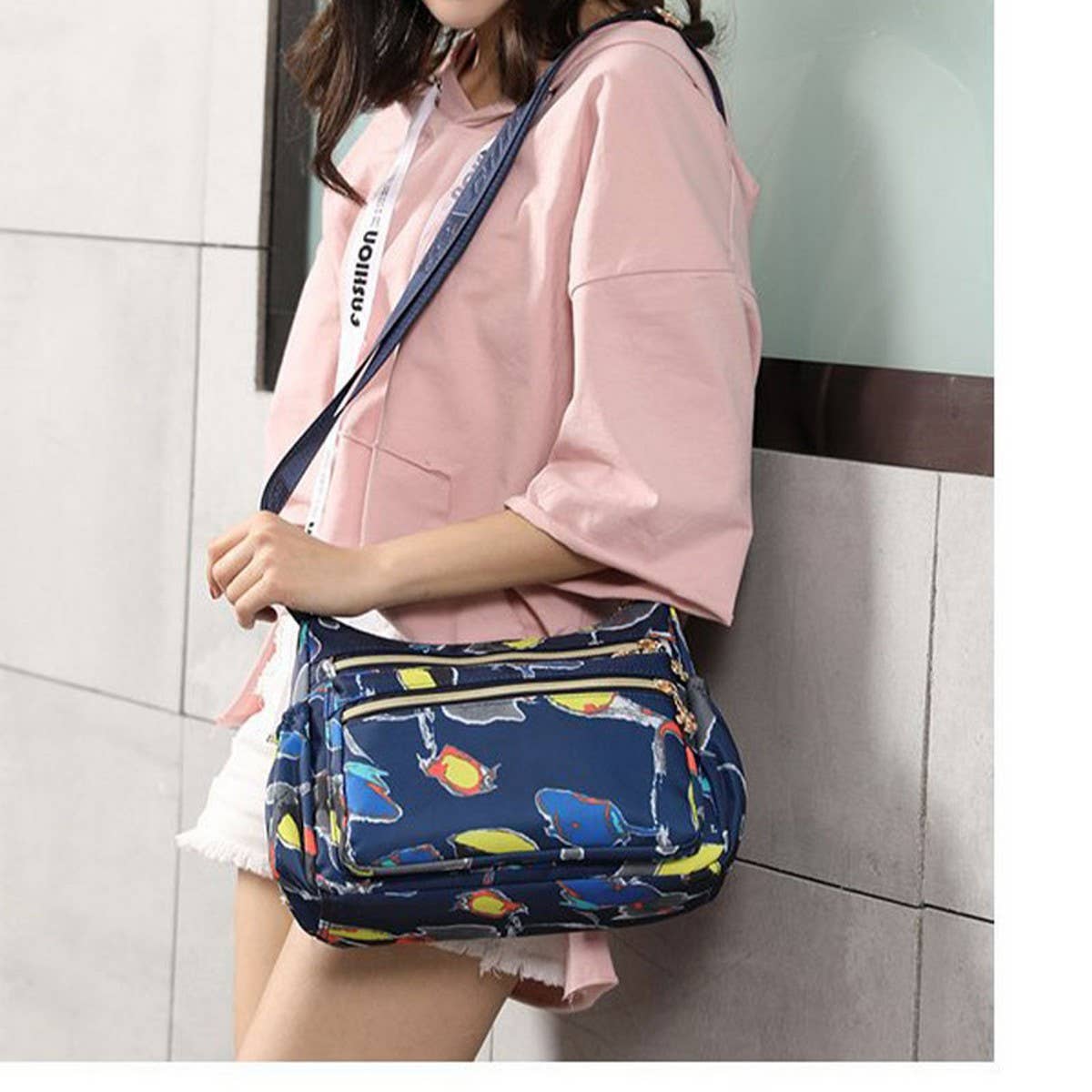MULTILAYER PRINTED BACKPACK SHOULDER CROSSBODY BAG