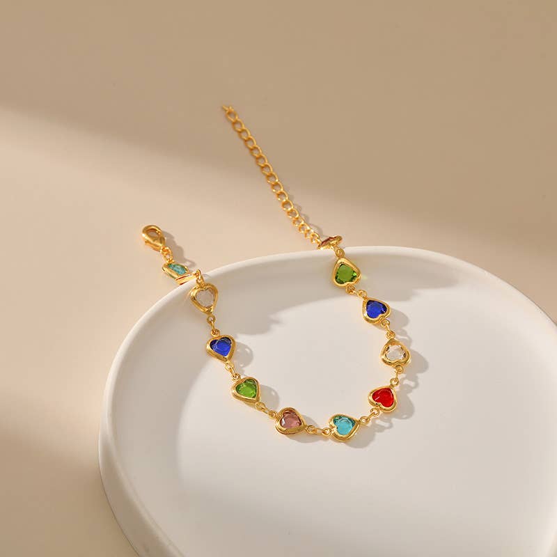 Candy-colored glass diamond beaded bracelet