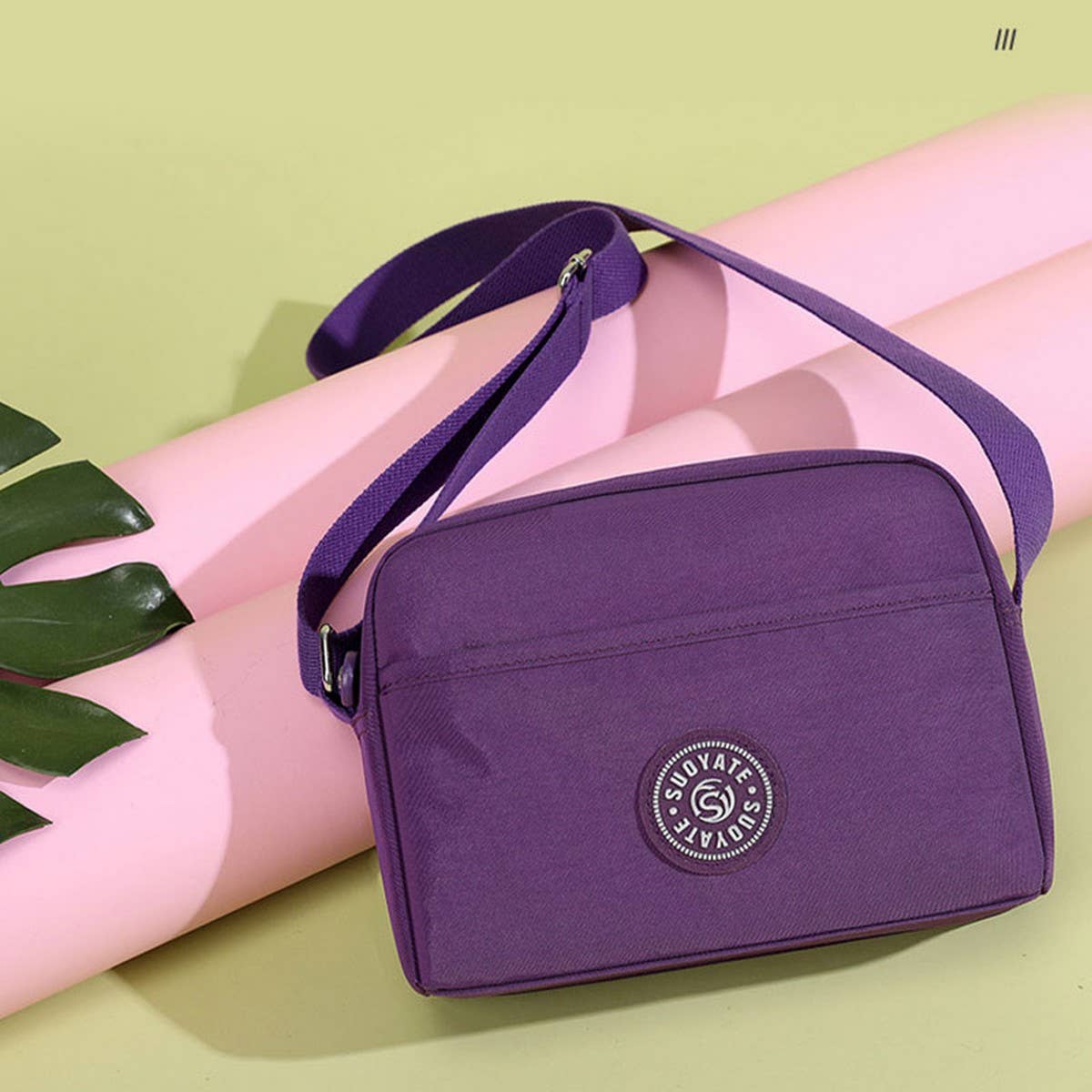 LIGHTWEIGHT SOLID NYLON CROSSBODY SHOULDER BAG