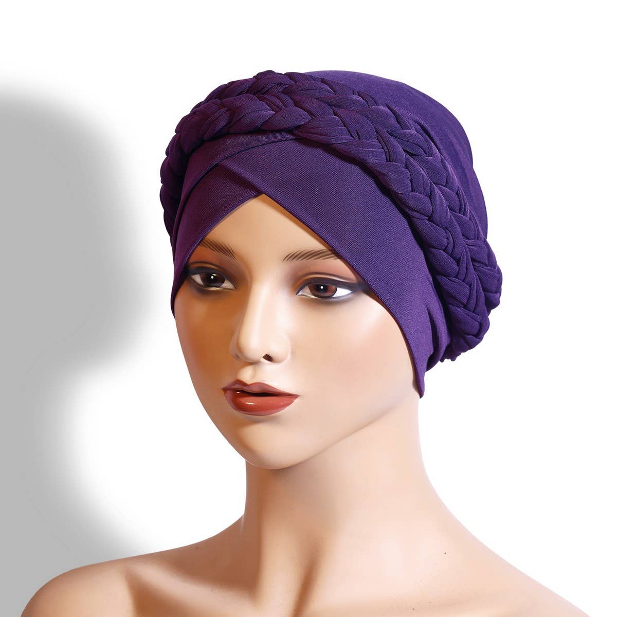 TWO MILK SILK SOLID COLOR BRAIDED HEADSCARF HAT