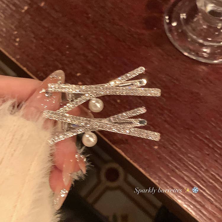 Pearl hair clip women side small clip duck beak clip