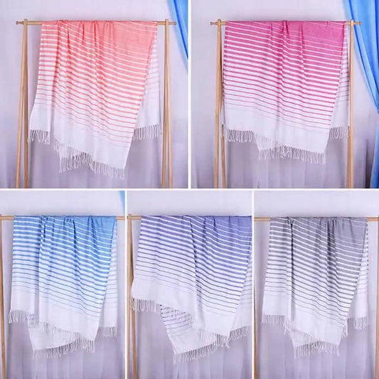 Ombre Tassel Woven Beach Towel for Travel & Couples_CWMM7671